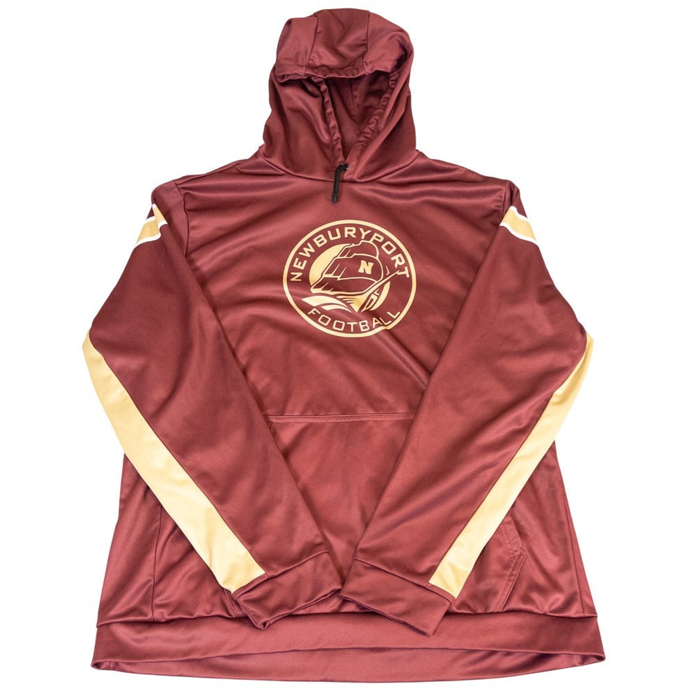 Riddell Newburyport Football Hoodie Mens Maroon Gold Athletic Pullover 2XL